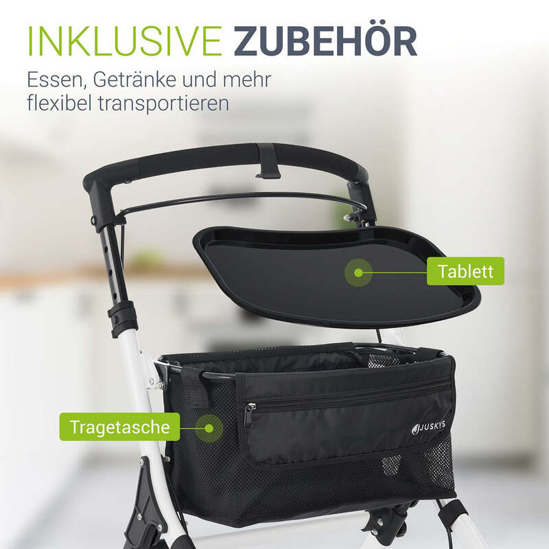 Rollator Aluminium Indoor Rollator klappbar für schmale Wohnräume weiß 110kg - 4262437182919