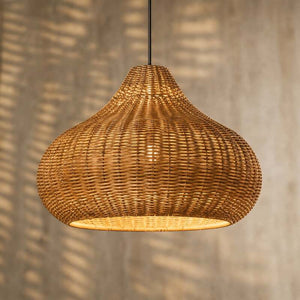 B-Ware Lucande Außenhängelampe Taniola LED Gartenleuchte Rattan dimmbar beige IP44 30cm