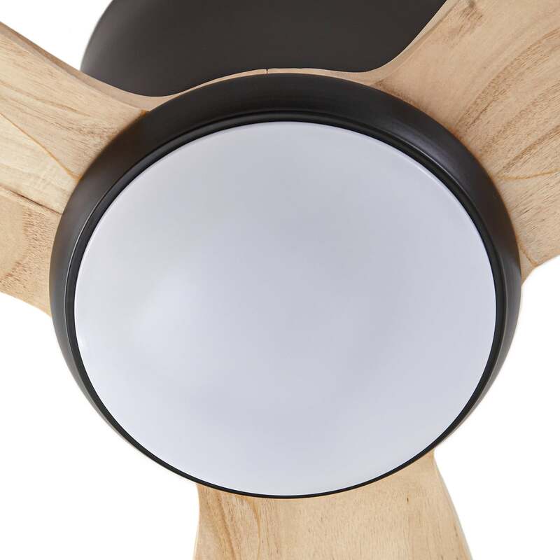 Lucande Deckenventilator Lignia LED Ventilator Holz schwarz Ø132cm Fernbedienung - 4255830912054