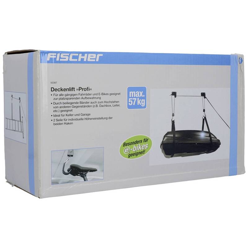 Fischer Fahrrad Deckenlift ProfiPlus schwarz 1 Einstellplatz 57kg Tragkraft - 4008153503870