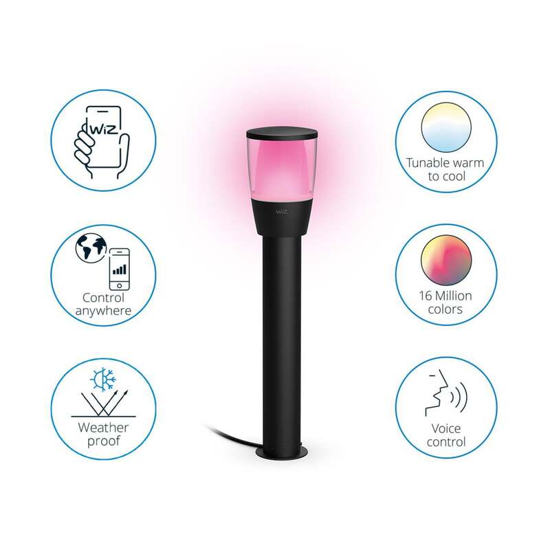 WiZ Wegeleuchte Außenlampe LED schwarz RGBW Lampe 51,8 cm Smart Home Erweiterung - 8720169071858