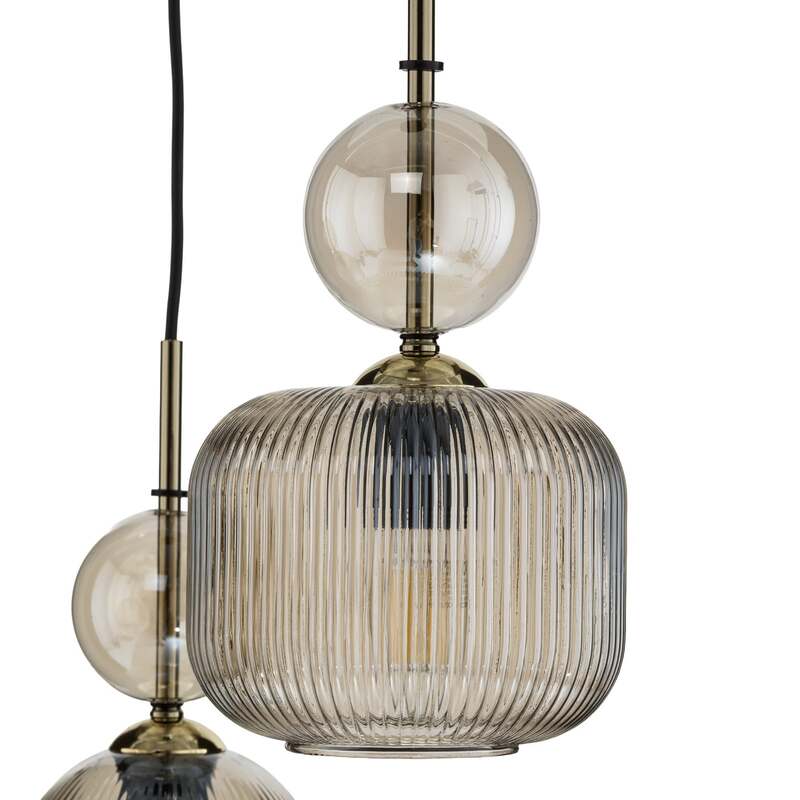 TK Lighting Hängelampe Sophia 3-flammig LED Pendelleuchte dimmbar cognac Ø41cm - 5906135110414