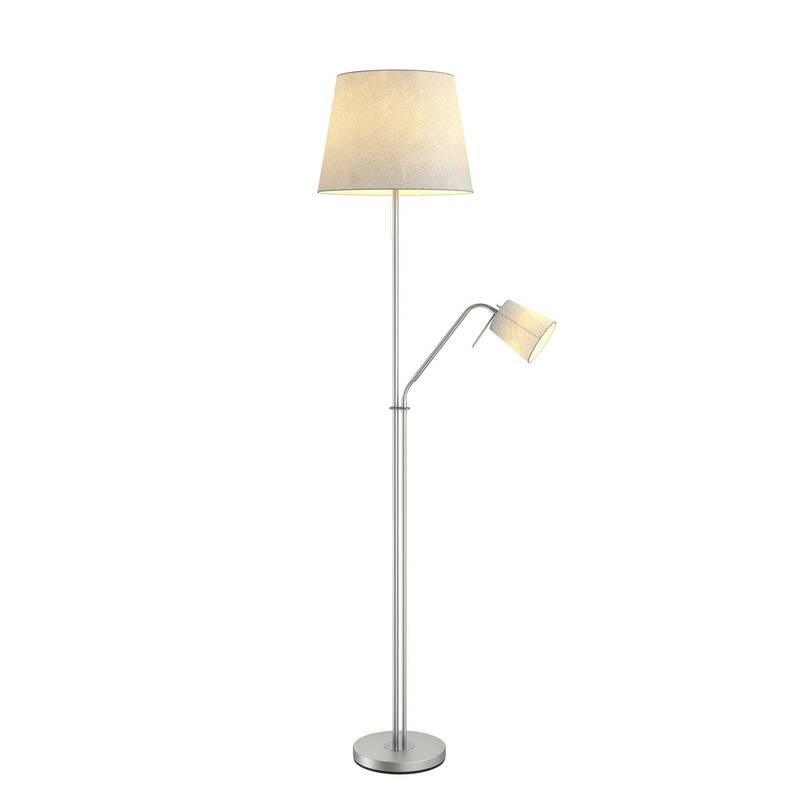 Lindby Nantwin Stehleuchte Wohnzimmerleuchte Standleuchte Stoffleuchte E27 grau - 4251096573435