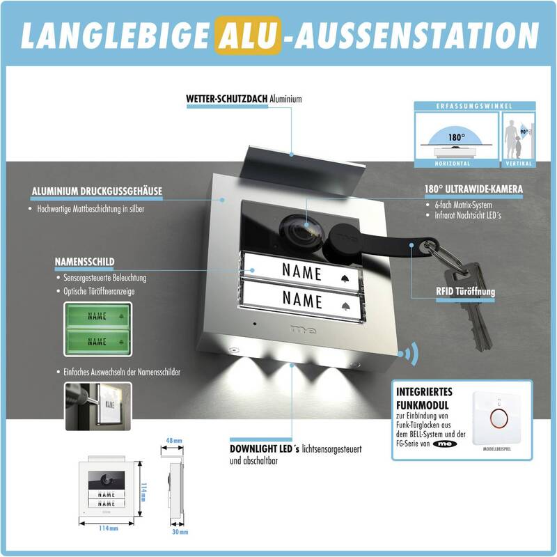 m-e modern-electronics Video-Türsprechanlage Funk Komplett-Set VDV 20206 S - 4250109191437