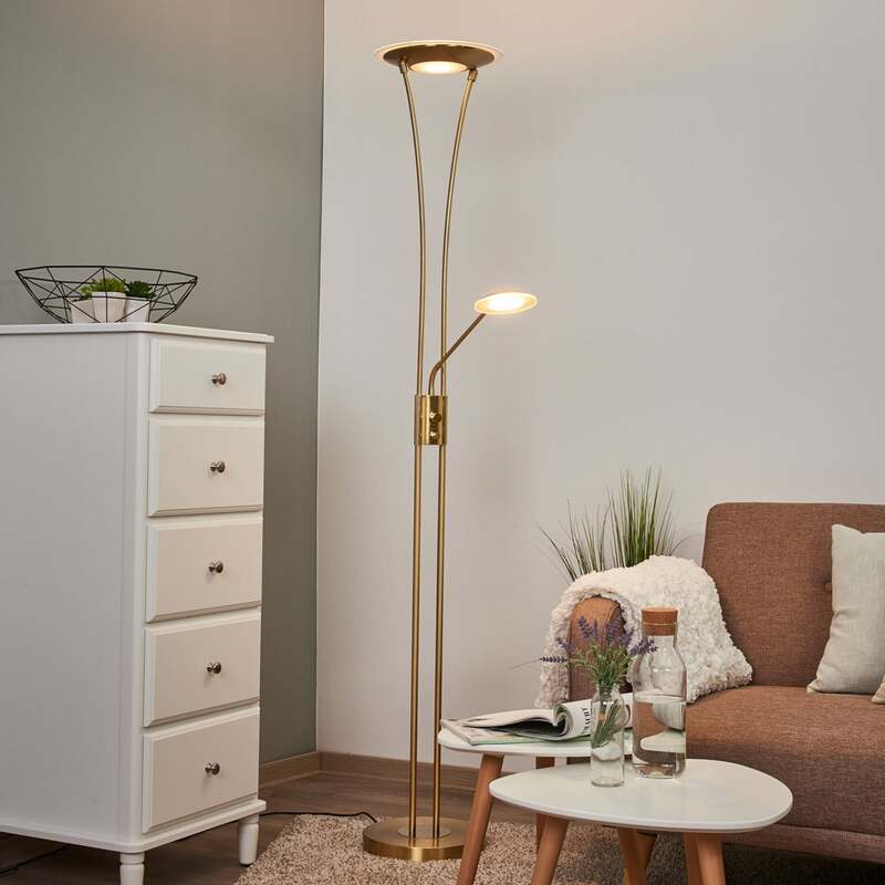 Lindby Stehlampe Eda LED dimmbar messing matt Leselampe Lampe 180cm Höhe 30cm - 4251096532357