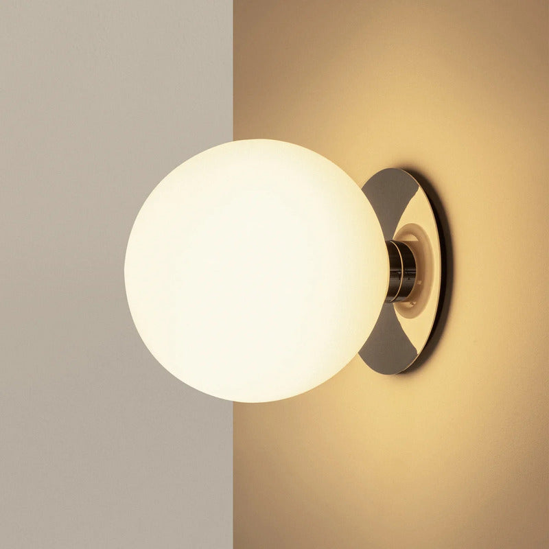 Audo Leuchte Lampe Wand Decke LED Opalglas Stahl poliert silber E27 dimmbar - 5709262273744