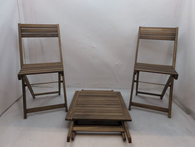 Balkonmöbel Set 3-teilig Akazienholz klappbar platzsparend Tisch Stuhl natur - 4260565529910