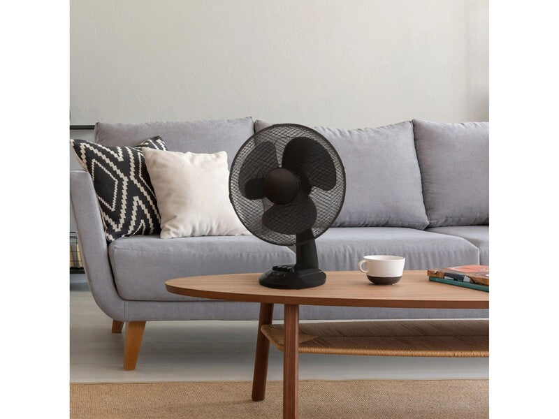 Tischventilator schwarz Ø30cm mit verstellbarer Neigung und Metallschutzgitter - 4007873704178