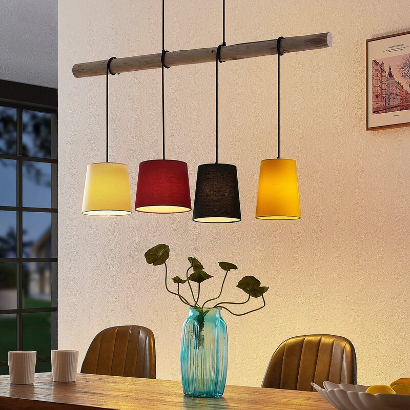Lindby Hinai Hängeleuchte Deckenlampe Pendelleuchte Lampe Licht schwarz rot g688 - 4251911724653