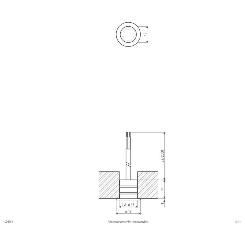 EVN Bodeneinbauleuchte LED dimmbar Edelstahl IP68 0.2W Lichtquelle blau 18mm - 4037293121033