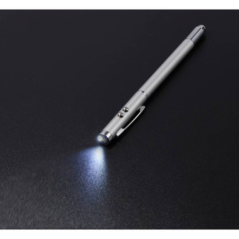 Renkforce Laserpointer Eingabestift Kugelschreiber LED Taschenlampe rot 100m - 4064161310213