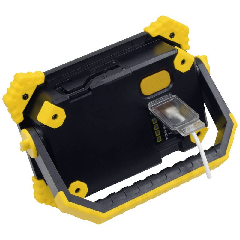 Heitronic Akku LED Flutlichtstrahler 20W 2000lm Dimmbar IP54 Schwarz/Gelb - 4002940022704