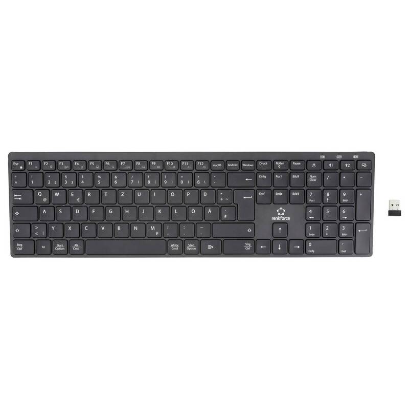 Renkforce RF-ARKB-400 Tastatur Keyboard Multi-Geräte wiederaufladbar kabellos - 4064161397092