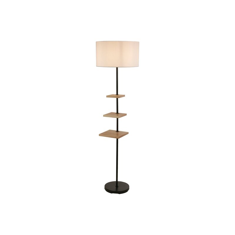 Searchlight Stehleuchte Standlampe Norfolk schwarz grau Stahl Textil Schalter - 5053423249148