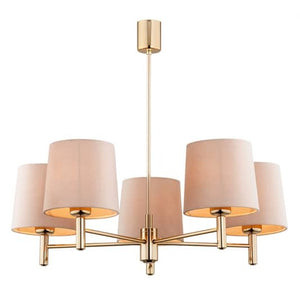 B-Ware Euluna Kronleuchter Polo 5-flg. beige messing dunkel Deckenlampe Deckenlampe