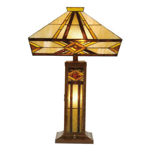 B-Ware Clayre&Eef Tischleuchte Glenys LED Lampe Leuchte Tiffany-Stil amber braun 71cm