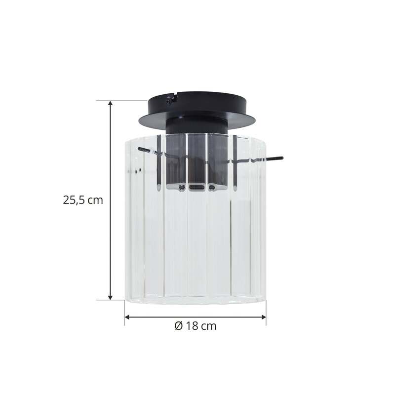 Lucande Deckenleuchte Eirian LED Lampe dimmbar schwarz Glas E27 Ø18cm 1-flammig - 4251911775761