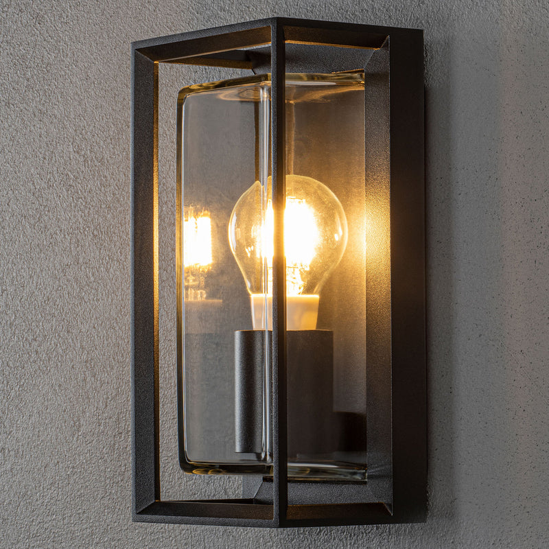 Konstsmide Außenwandleuchte Brindisi schwarz Gartenlampe dimmbar IP54 26cm hoch - 7318307874754