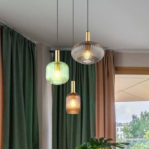 B-Ware Pendelleuchte Normy 55 cm bunt Glas 3-flg dimmbar Globo Metall IP20