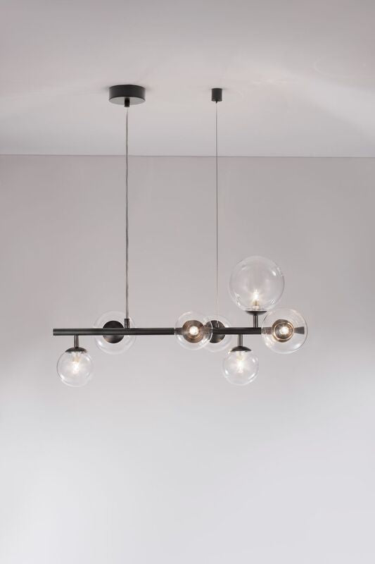 Nova Luce Pendelleuchte Hängeleuchte ODILLIA Schwarz G9 LED 7-fach dimmbar Glas - 5212017434357