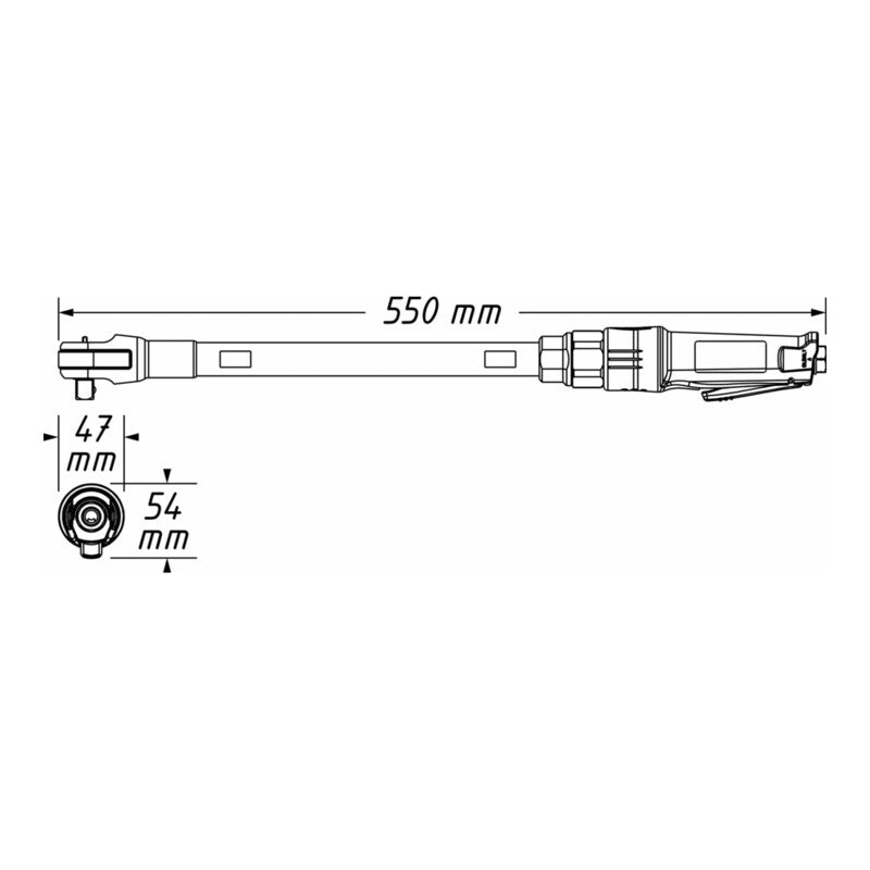 Hazet Ratschenschrauber Werkzeug extra lang 9022P-XLG 12,5mm 94,8Nm 6,3bar 551mm - 4000896222513