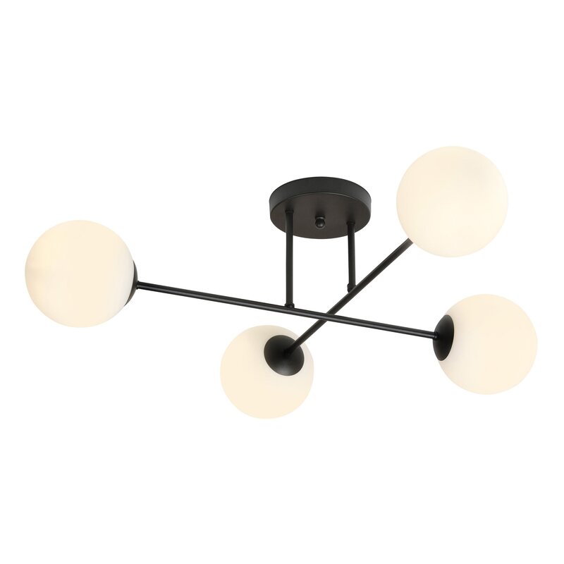 Euluna Deckenlampe Leuchte Glaslampe Glasschirm Lampe schwarz opal 4-flg. - 4251911783599