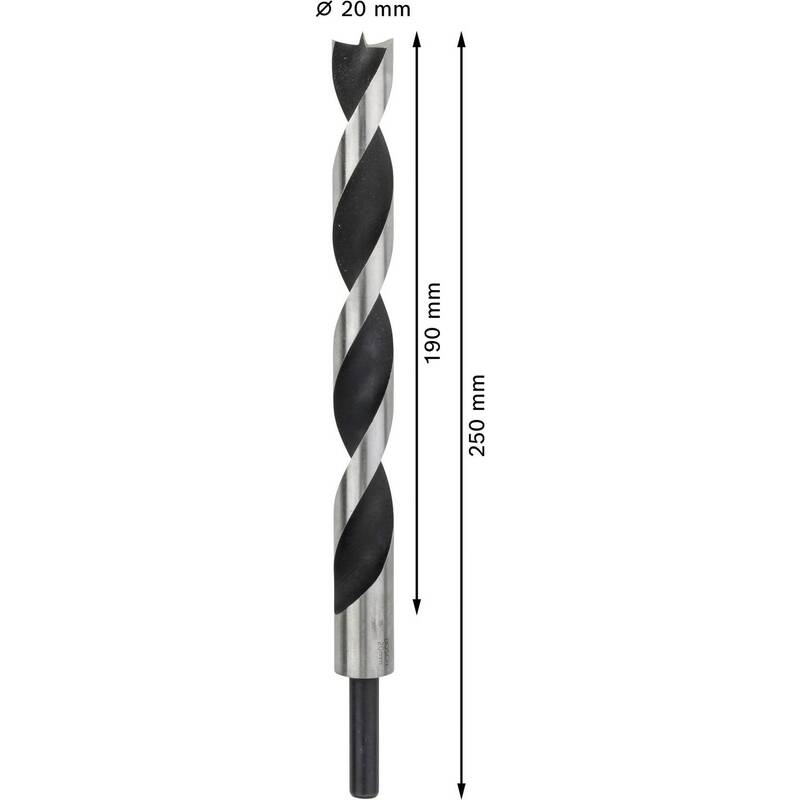 Bosch Zubehör Holz-Spiralbohrer 20mm Zylinderschaft 1 Stück 250mm Länge Bohrer - 3165140099608