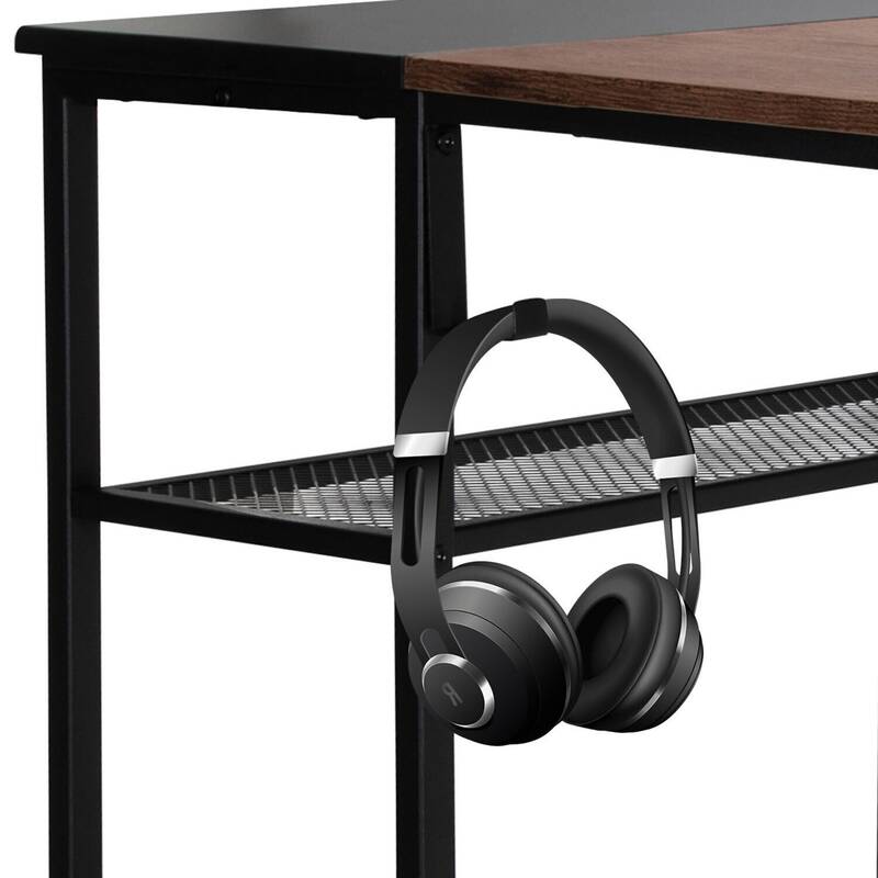 hjh OFFICE Schreibtisch Tisch WORKSPACE 120x60 cm Seitenregal schwarz braun - 4064323013648