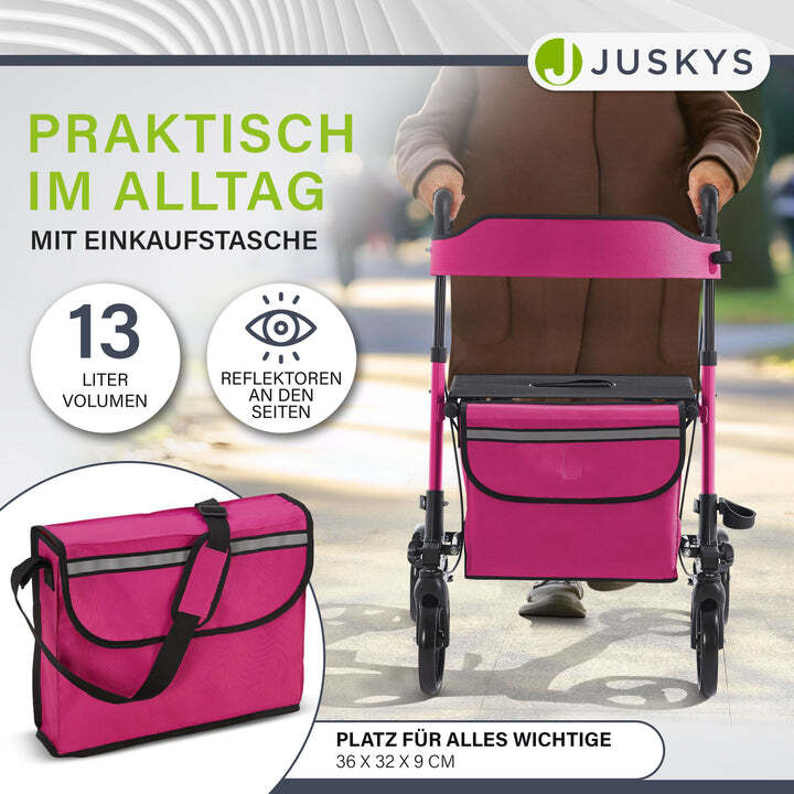 Aluminium Rollator Vital klappbar Gehhilfe leicht 130kg Höhenverstellbar Lila - 4260565522720