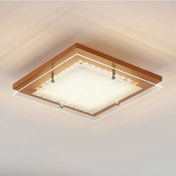 Deckenleuchte Lampe LED Holz Cattleya Leuchte braun 32cm quadratisch Deckenlampe - 4251096557268
