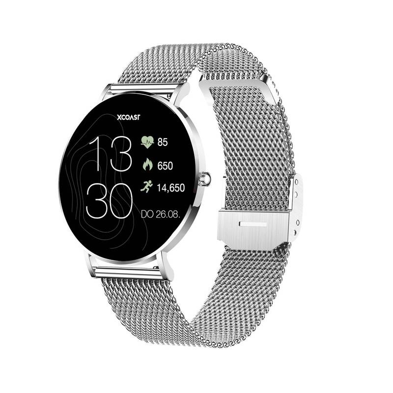 XCOAST Smartwatch SIONA 2 Fitnessuhr Anruf Benachrichtigung Topas Silver 42mm - 4260449576696