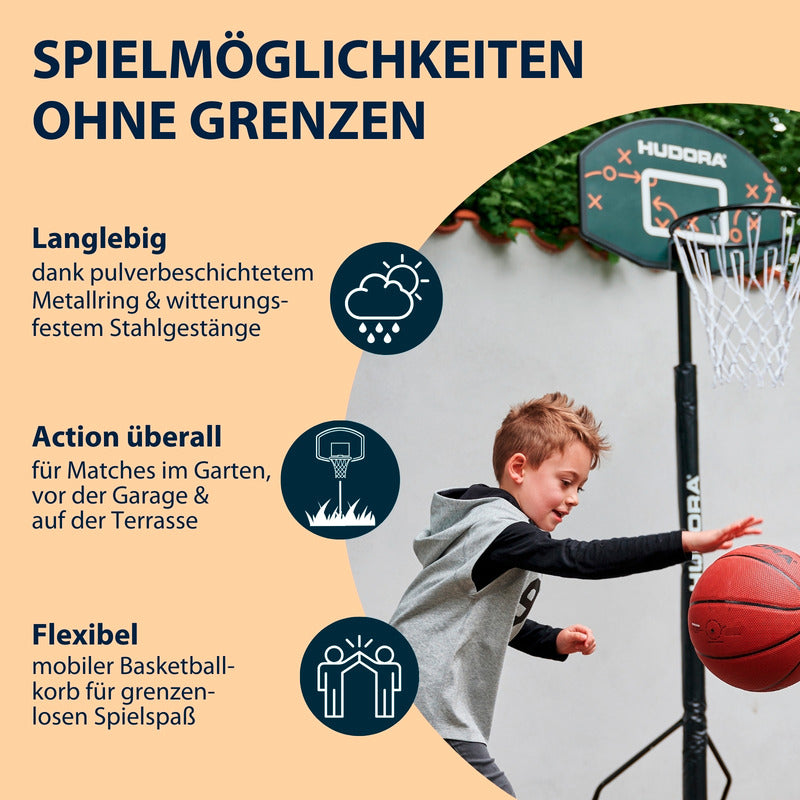 Basketballständer HUDORA Playoff 205 höhenverstellbar ab 4 Jahren 157-205 cm - 4005998717578