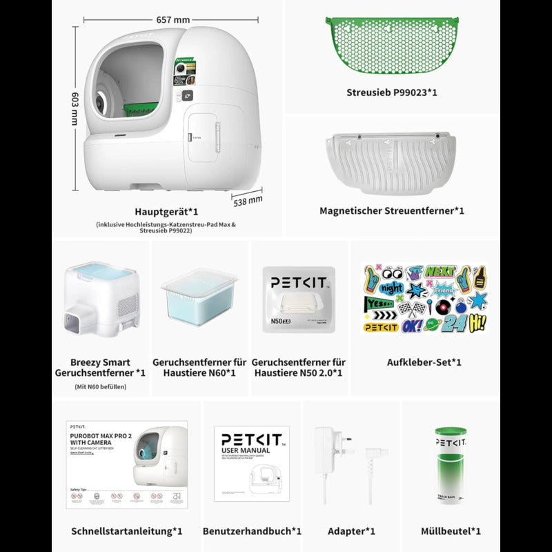 PETKIT Katzentoilette Max Pro 2 offene Katzentoilette weiß ABS PP TPE 12V - 6975069306278