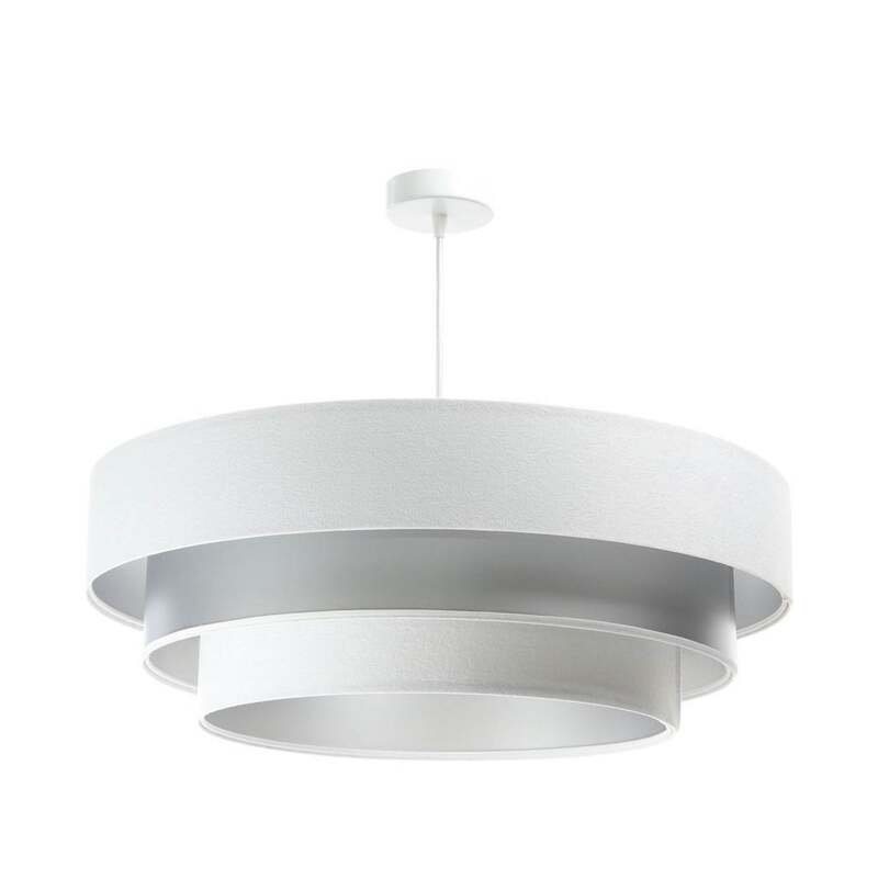 Maco Design Triniti Hängeleuchte Pendelleuchte weiß silber Textil rund 60 cm - 5906742008173