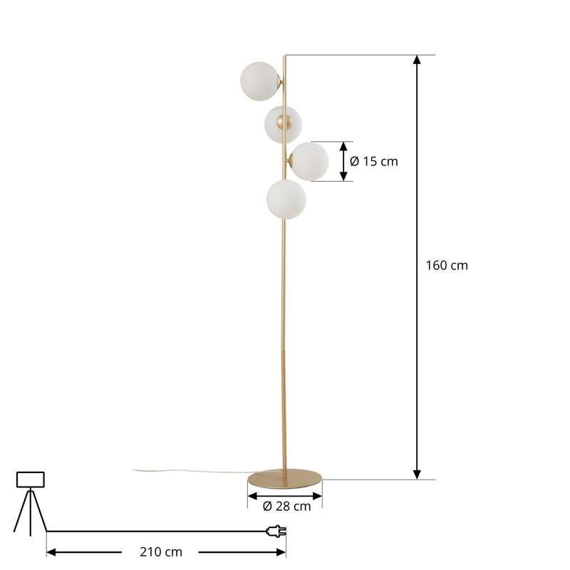 Lucande Stehleuchte Isandro LED Stehlampe Lampe 4-flg gold matt weiß 160cm - 4255830903205