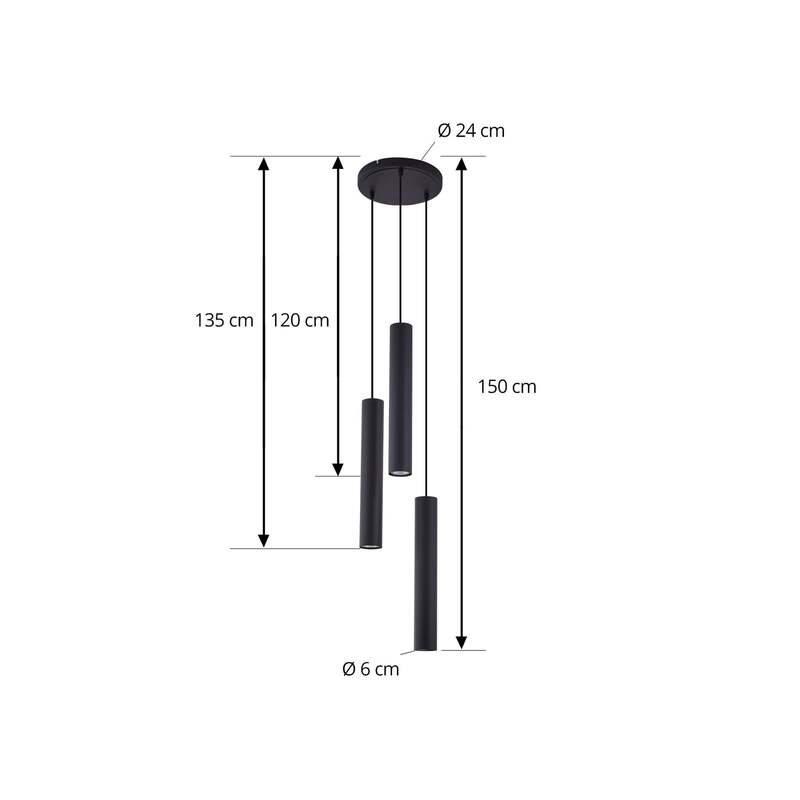 Lindby Hängeleuchte Joffrey LED Pendelleuchte Lampe dimmbar schwarz 3-flg 40cm - 4251911728637