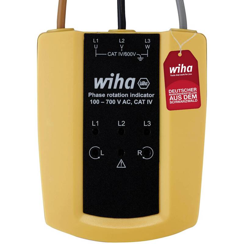 Wiha Drehfeldtester CAT III 1000V CAT IV 600V Drehfeldmessgerät IP40 93x31x75mm - 4010995452216