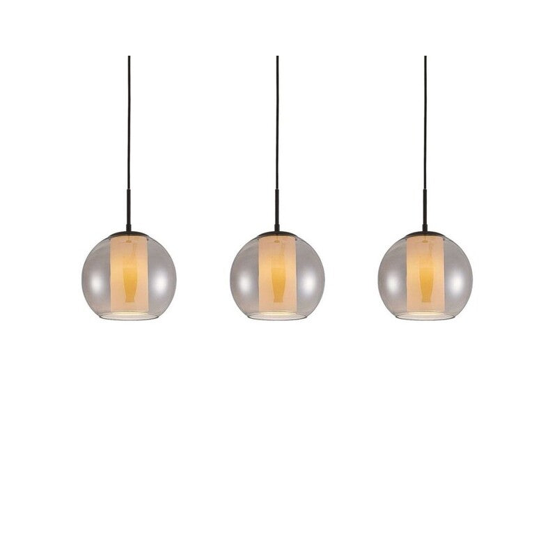 Lindby Yela Glas-Hängeleuchte Lampe Leuchte Deckenlampe dreiflammig rauchgrau - 4251096566529