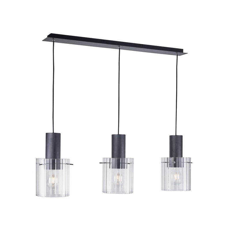 Lucande Hängeleuchte Pendelleuchte Eirian Glas 3-flammig schwarz 90 cm Lampe119 - 4251911775778