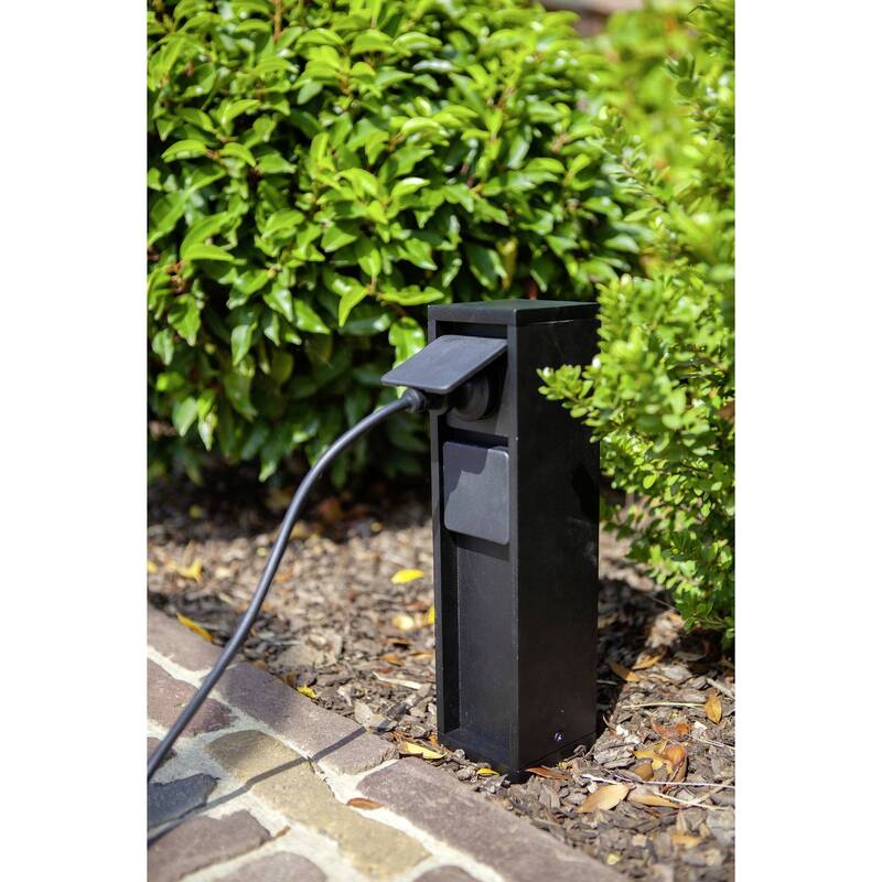 Lutec 9702201012 Stromverteiler für Garten 2 Steckdosen Verteilerdose Anthrazit - 6939412087405