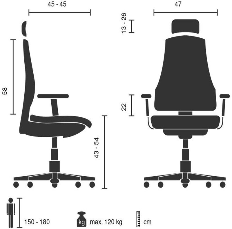 MyBuero Bürostuhl Vertuflex 3D Netzstoff Schwarz mit Kopfstütze drehbar - 4064323108269