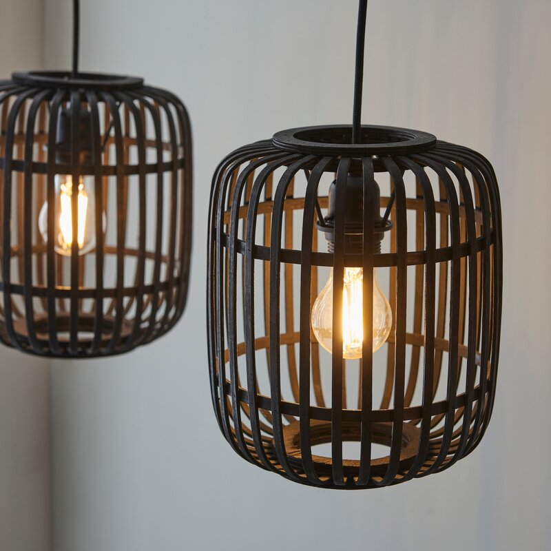 Brilliant Pendelleuchte Hängeleuchte Woodrow LED Lampe dimmbar schwarz 3-flammig - 4004353377082