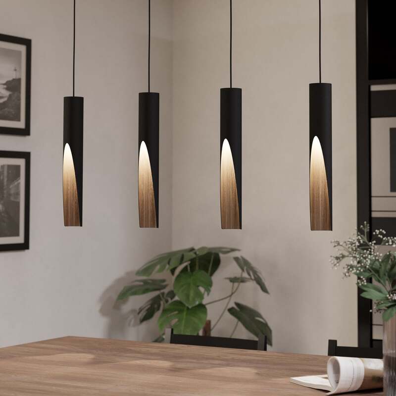 Eglo LED Hängelampe Barbotto Pendelleuchte schwarz Eiche 4-flammig 92,5cm - 9008606270323