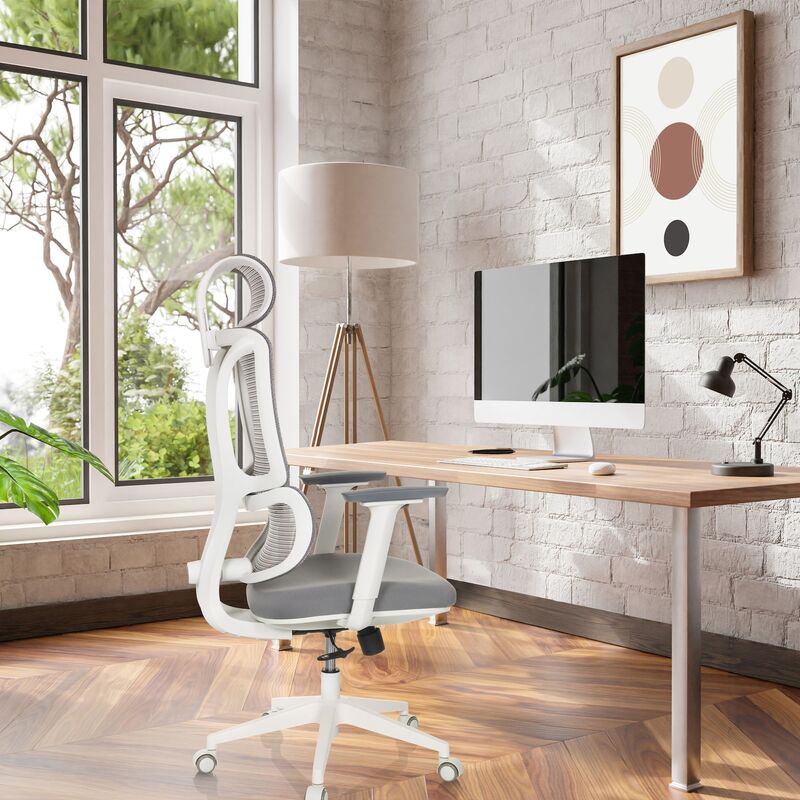 MyBuero Bürostuhl Drehstuhl ERGOMY W Schreibtischstuhl Netzstoff Grau Stuhl Sitz - 4064323038801