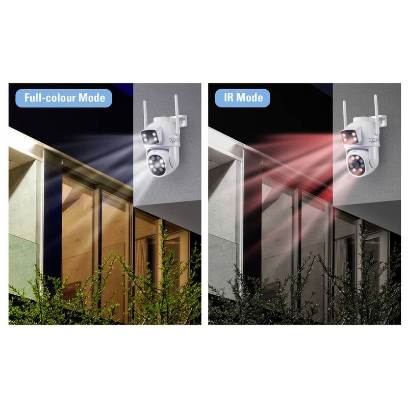 Sygonix WLAN IP Überwachungskamera 1920x1080 Pixel mit 2 Objektiven weiß IP65 - 4064161323237