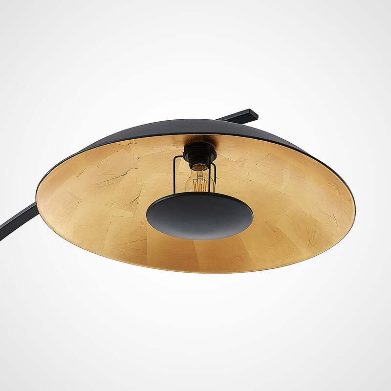 Lindby Bogenstehlampe Stehleuchte Emilienne schwarz goldfarben Wohnzimmer La574 - 4251096592771