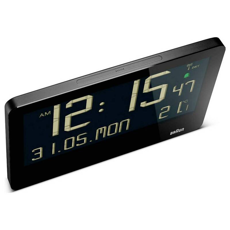 Braun Wanduhr Funkuhr DCF77 digital schwarz 261x173mm mit Temperatursensor - 4007218677006