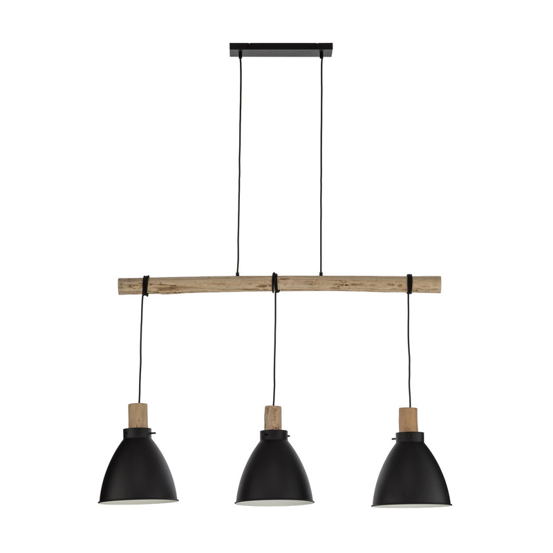 Lindby Hängeleuchte Trebale LED Pendelleuchte dimmbar schwarz Holz 123x28cm - 0000009626270