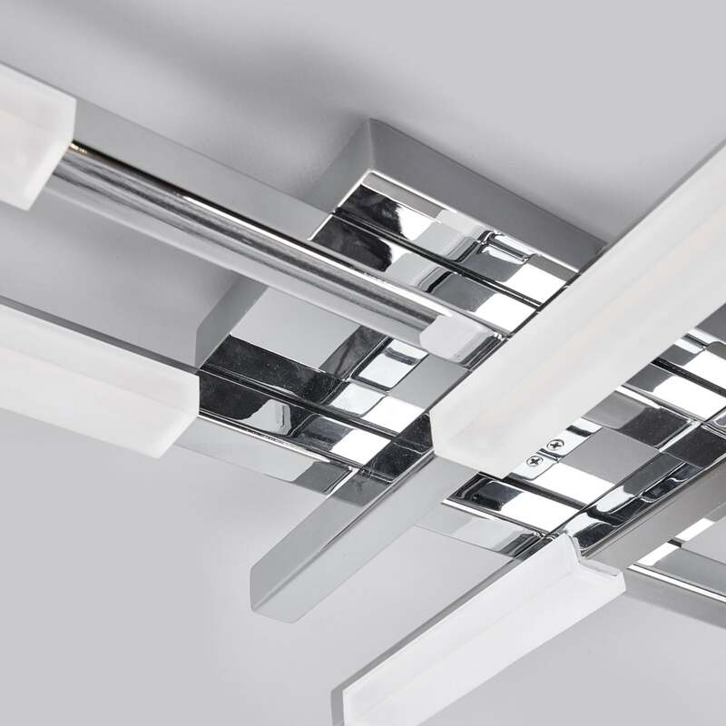 Lindby Deckenlampe Patrik LED Leuchte 6-flammig chrom IP44 62x30cm weiß - 4251096544534