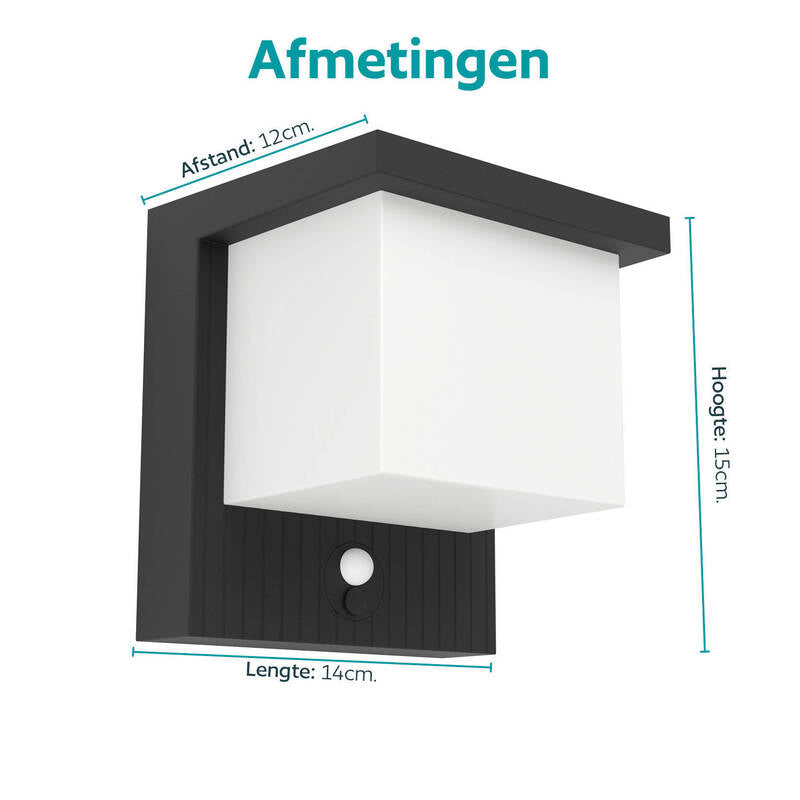 EGLO Solar Wandlampe Außen mit Sensor Frigento 15cm schwarz-melkkleurig - 9008606389360